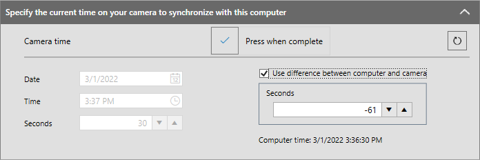Synchronize the Camera and Computer Time