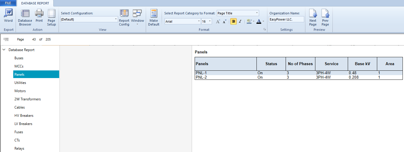 Viewing the Database Report