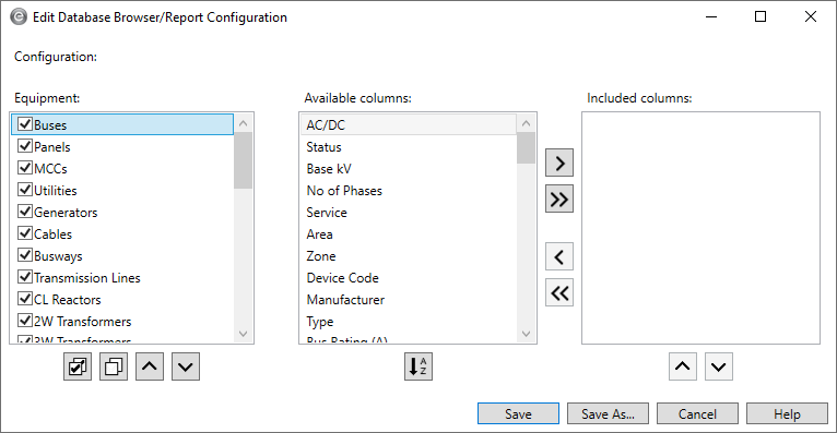 Database Browser and Report Configurations