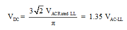 The formula for DC voltage under no load conditions is shown.