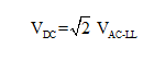 The voltage formula for a DC bus that includes a DC bus capacitor is shown.