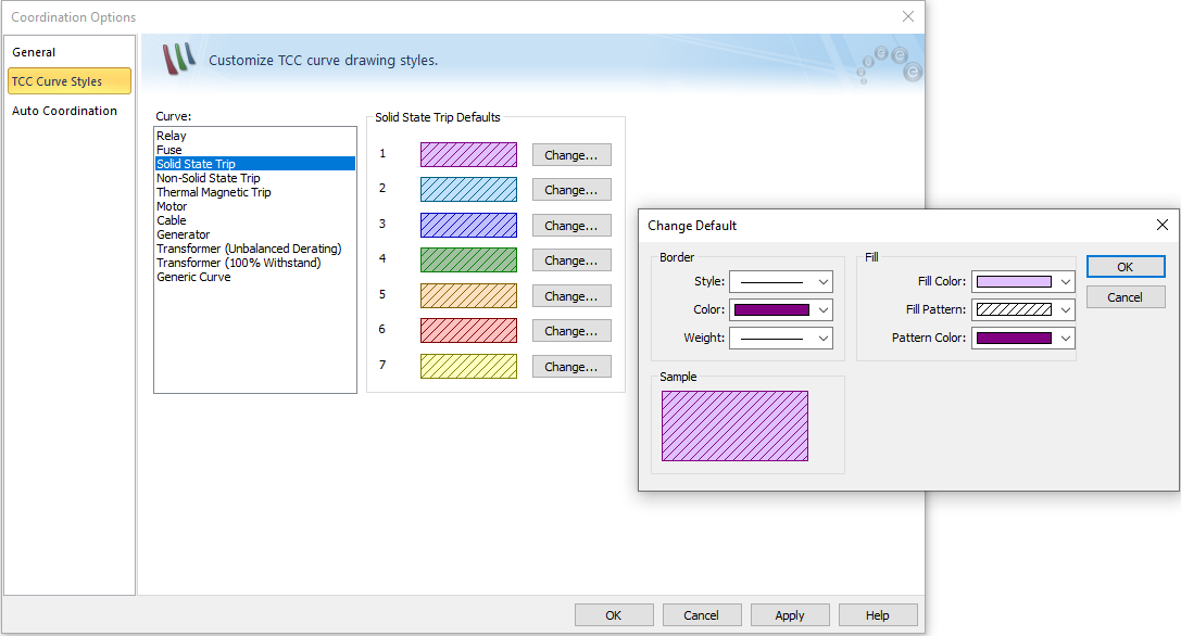The Change Default dialog box is shown. 