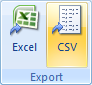 The CSV button is shown in the Export area.