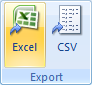 The Excel button is shown in the Export area.