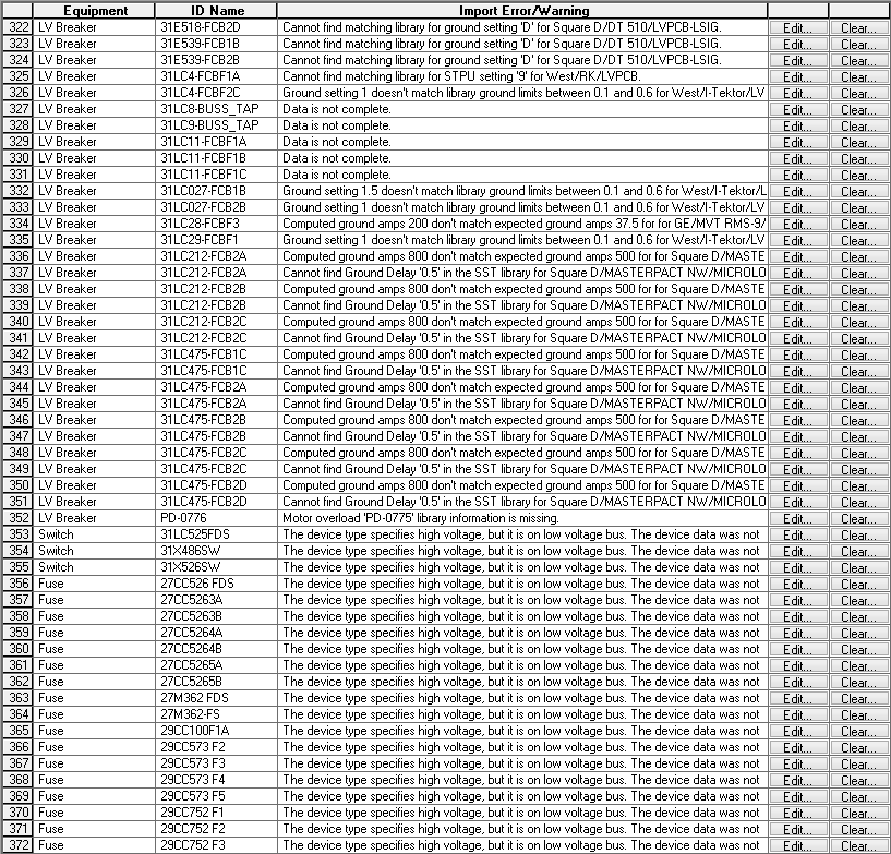 The Import Error/Warning log is shown.