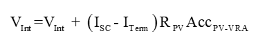 A photovoltaic internal voltage model equation for power flow is shown.