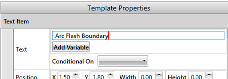 In the Text box, the text "Arc Flash Boundary" is shown.