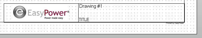A text block is shown with a logo in the left box and drawing information in the right box. 