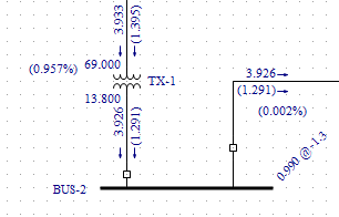 The voltage drop is shown. 