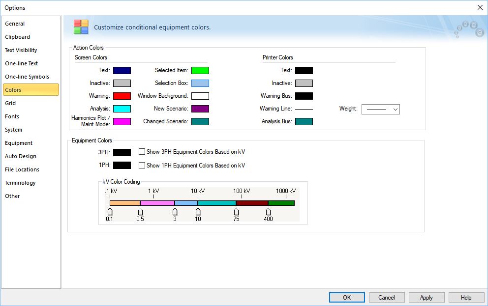 The Colors tab in System Options is shown.