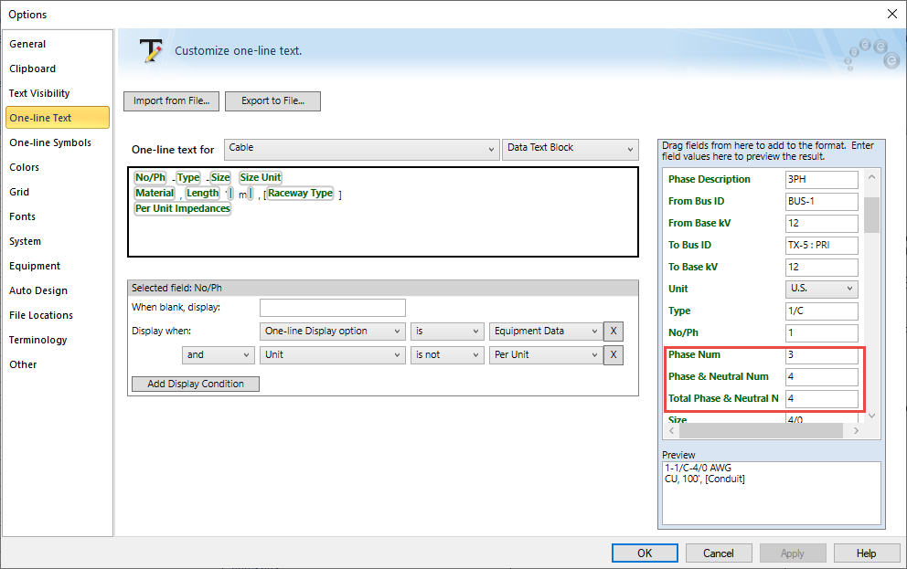Conductor Text Block variables are shown.