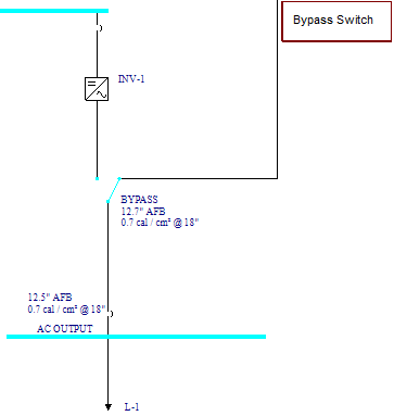 显示旁路开关提供的故障电流的弧闪危害结果。