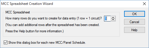 显示MCC电子表格创建向导对话框。