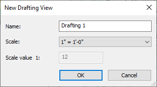 在新建绘图视图对话框中，在名称框中输入Drafting 1名称。