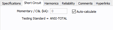 显示开关数据对话框(ANSI)的短路选项卡。