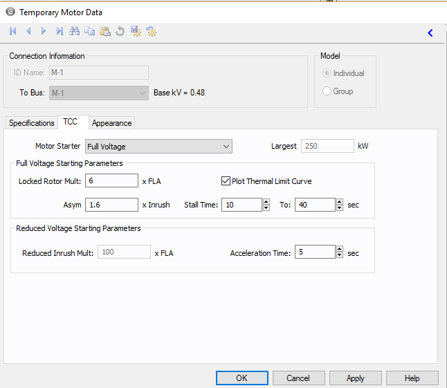 显示临时电机数据对话框。
