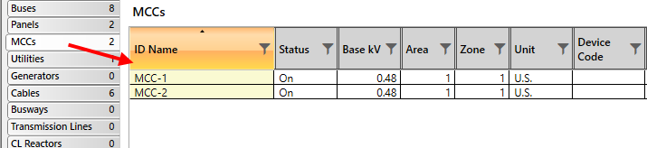 显示MCC的设备详细信息。