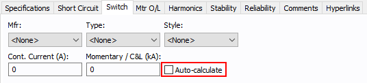 A caixa de seleção Calcular automaticamente é exibida na guia Chave de um fusível.