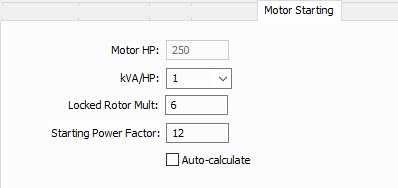 Se muestra la pestaña Arranque del motor del cuadro de dialogo Datos de motor.