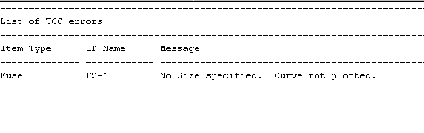 Se muestra un informe de error para datos no especificados.