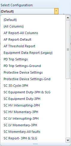 Se muestran las configuraciones que están disponibles cuando selecciona la lista de Seleccionar configuración.